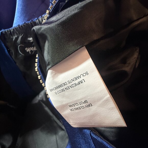 📌Speechless Navy Blue Embellished Rhinestone Straps Bridesmaid - Prom Dress - Picture 15 of 16